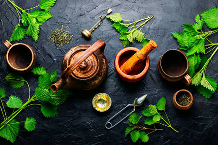 Tee mit Brennnesselblättern