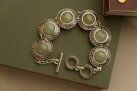Silver bracelet with jade