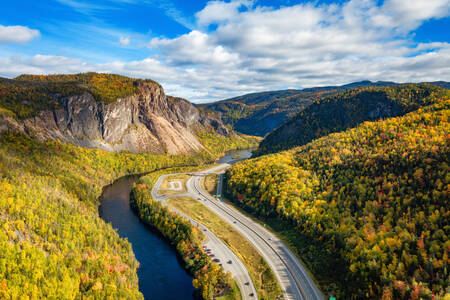 Road in a mountain valley